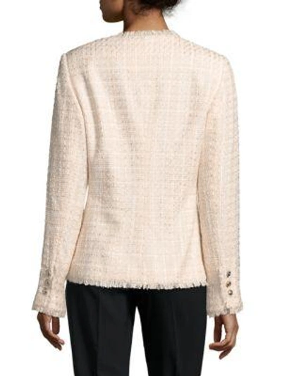 Shop Karl Lagerfeld Tweed Buttoned Blazer In Ecru