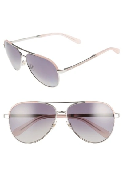 Kate Spade Amarissa 59mm Polarized Aviator Sunglasses In Silver/ Pink