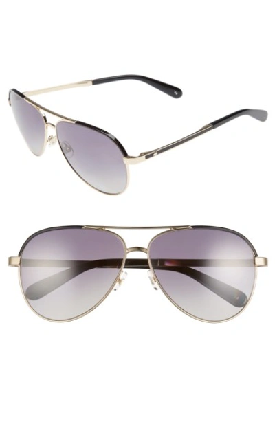 Kate Spade Amarissa 59mm Polarized Aviator Sunglasses In Gold/ Black