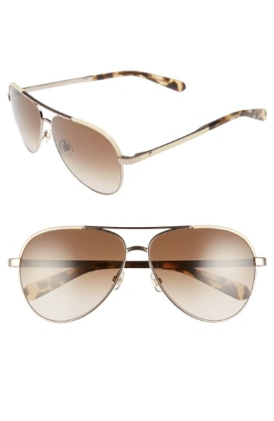 Kate Spade Amarissa 59mm Polarized Aviator Sunglasses In Beige/ Brown