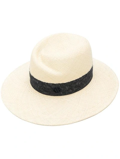 Shop Maison Michel Panama Hat - Neutrals