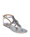 Badgley Mischka 'cara' Crystal Embellished Flat Sandal In Silver