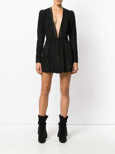 Shop Saint Laurent Plunge Mini Dress