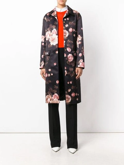 Rochas Floral Belted Midi Coat In 001 | ModeSens