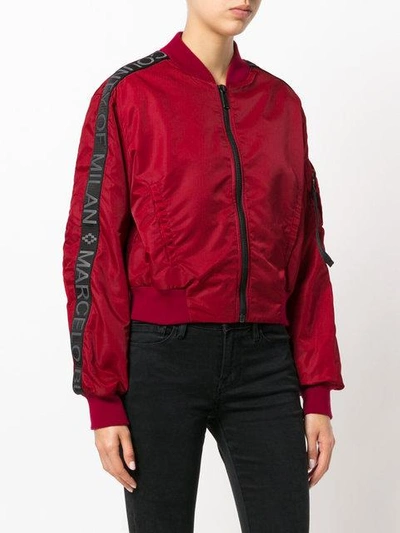 Shop Marcelo Burlon County Of Milan Zipped Bomber Jacket - Red