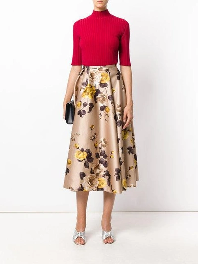 Rochas Printed Duchesse Midi Skirt In Beige Print | ModeSens
