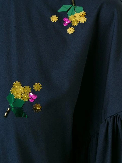 Shop Muveil Embellished Puff-sleeve Blouse - Blue