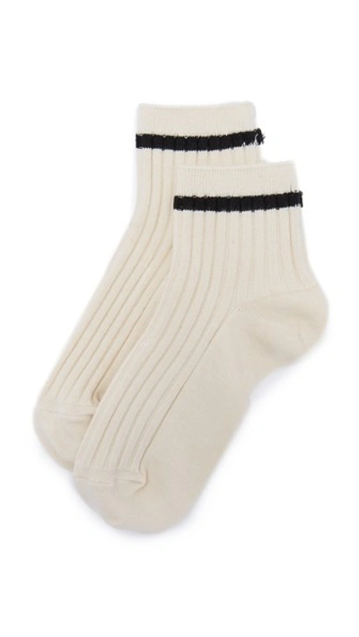 Madewell Border-stripe Ankle Socks In Cream/black
