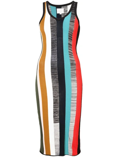 Cinq À Sept Stara Striped Midi Dress In Cerise Multi