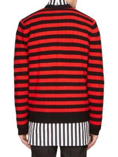 Shop Givenchy Stripe Wool Cardigan In Red