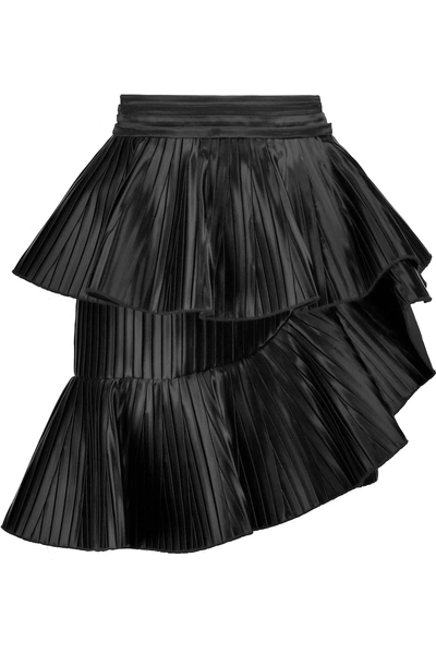 Balmain Ruffled Plissé-satin Mini Skirt