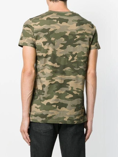 Balmain Camouflage Print Logo T-shirt In Green