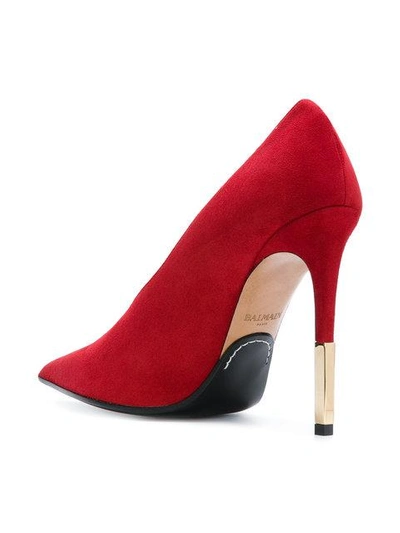 Balmain Red Suede Agnes Heels