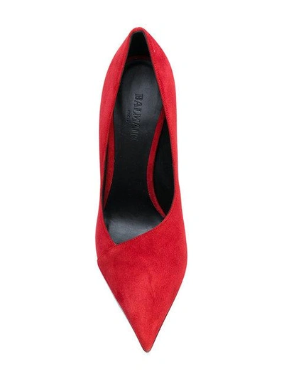 Balmain Red Suede Agnes Heels