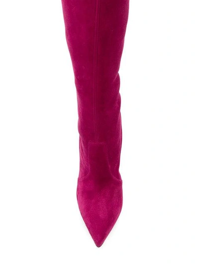 Shop Casadei Thigh Length Stiletto Boots - Pink