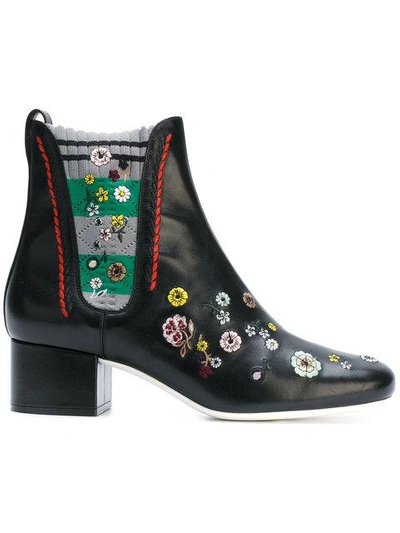 Shop Fendi Floral Embroidered Ankle Boots