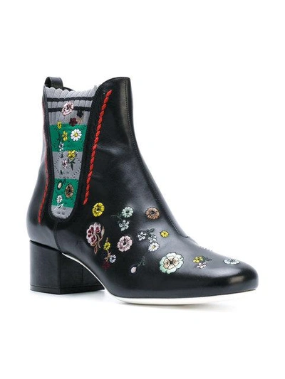 Fendi Embroidered Sock-trim Leather Boot, Black | ModeSens