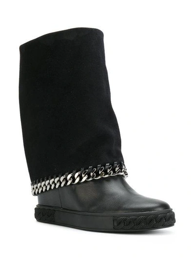 Shop Casadei Concealed Platform Chain Boots In Black