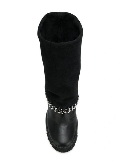 Shop Casadei Concealed Platform Chain Boots In Black