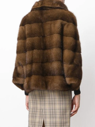 Shop Liska Demibuff Fur Coat In Brown