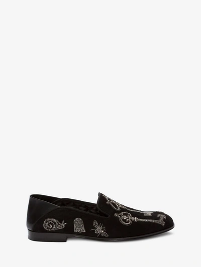 Alexander Mcqueen 'magic Key' Beaded Embroidery Suede Babouche Slides