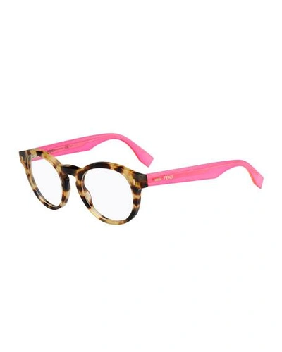 Fendi Round Fashion Glasses, Havana/pink, Tortoise/pink
