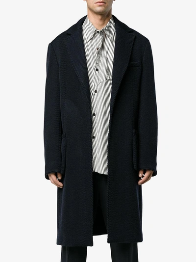 Shop Curieux Gambit Single Breasted Coat In Blue