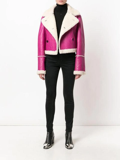 Shop Kenzo Shearling Lined Jacket - Pink
