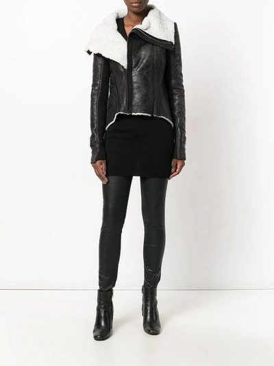 Shop Rick Owens Naska Biker Shearling Jacket