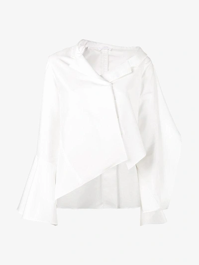 Shop Adeam Off-shoulder Asymmetric Shirt In White