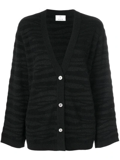 Shop Allude Tonal Zebra Pattern Cardigan In Black