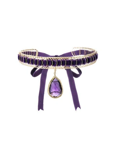 Shop Rosantica Leva Pendant Cage Choker - Purple