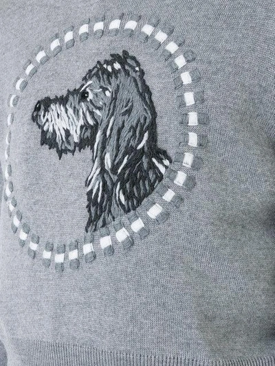 Shop Thom Browne - Dog Embroidery Jumper  In Grey