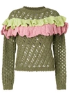 BOUTIQUE MOSCHINO open knit ruffle top,A0927580412240365