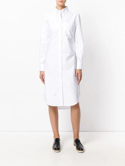 Shop Thom Browne Grosgrain Placket Shirt Dress - White