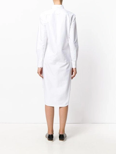 Shop Thom Browne Grosgrain Placket Shirt Dress - White