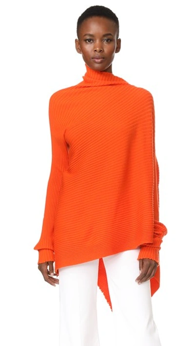 Marques' Almeida Draped Asymmetrical Sweater In Orange