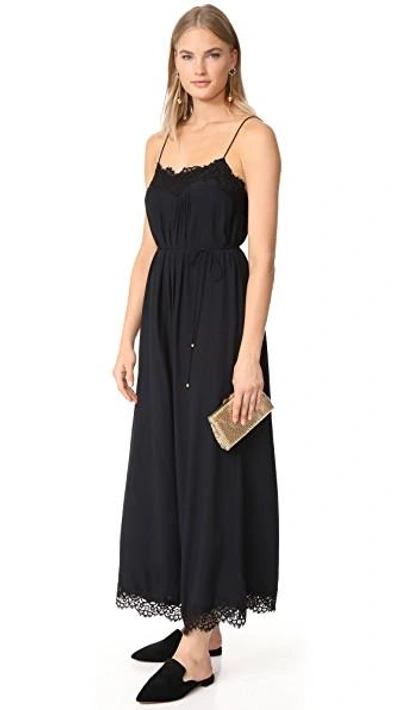 Zimmermann Lace Trim Crepe Jumpsuit In Black