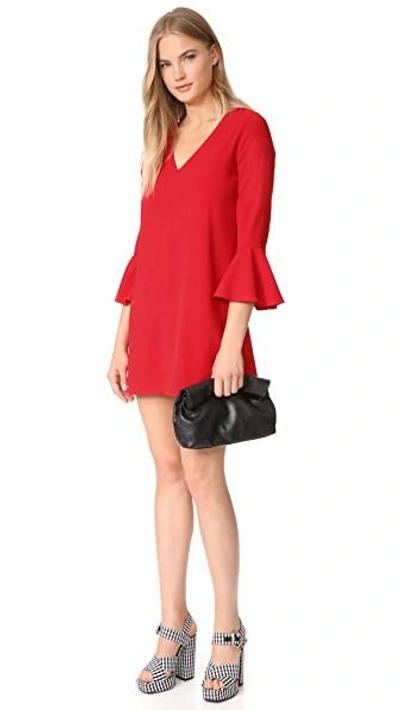 Shop Alice And Olivia Tameika Trumpet Sleeve Dress In Deep Ruby