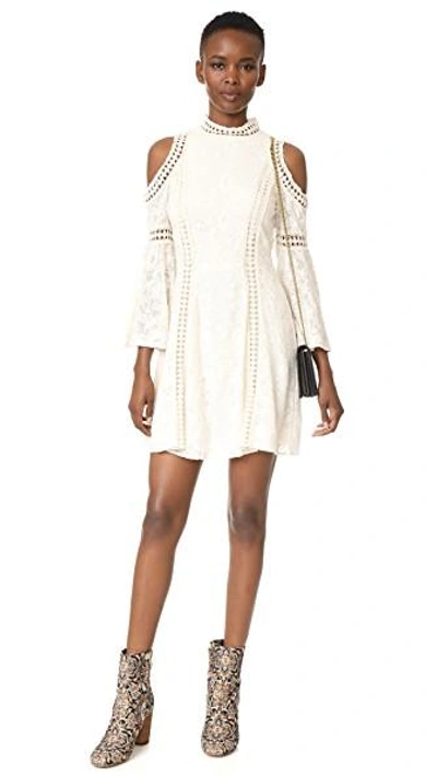 Shop Alice And Olivia Enya Cold Shoulder Dress In Cream