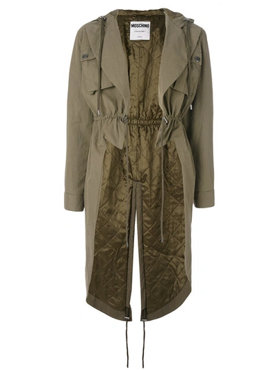 Moschino Drop Tail Hem Parka In Green