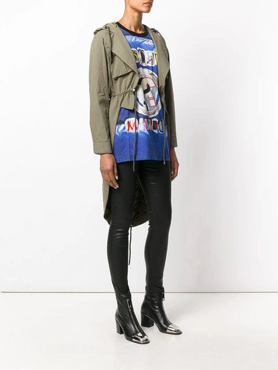 Shop Moschino Drop Tail Hem Parka In Green