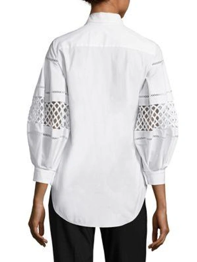 Shop Carolina Herrera Cotton Button Front Blouse In White