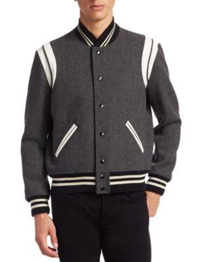 Shop Saint Laurent Classic Teddy Jacket In Grey