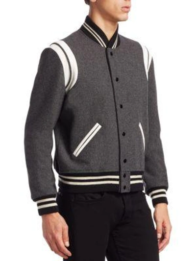 Shop Saint Laurent Classic Teddy Jacket In Grey