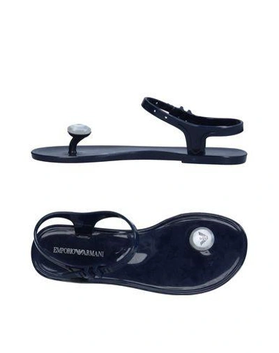 Shop Emporio Armani Flip Flops In Dark Blue