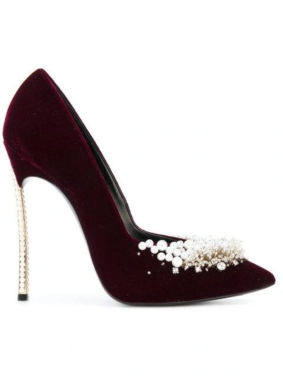 Shop Casadei Embellished Blade Pumps