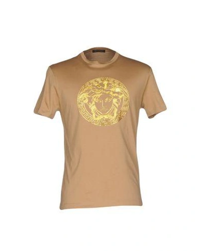 Shop Versace T-shirts In Sand