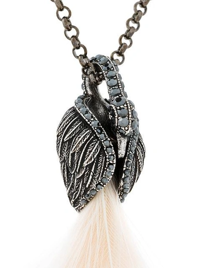 Shop Lanvin Feather Pendant Necklace - Metallic