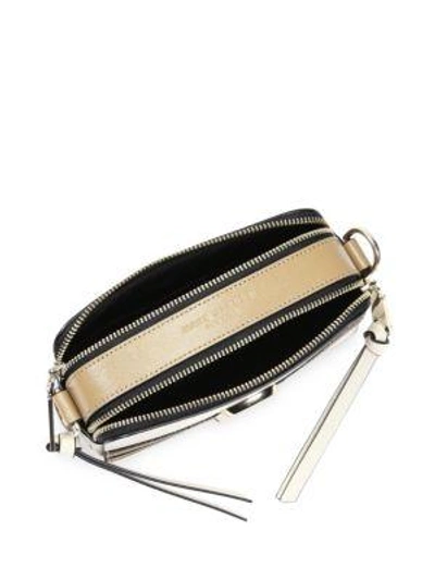 Shop Marc Jacobs The Stripe Snapshot Crossbody Bag In Parchment